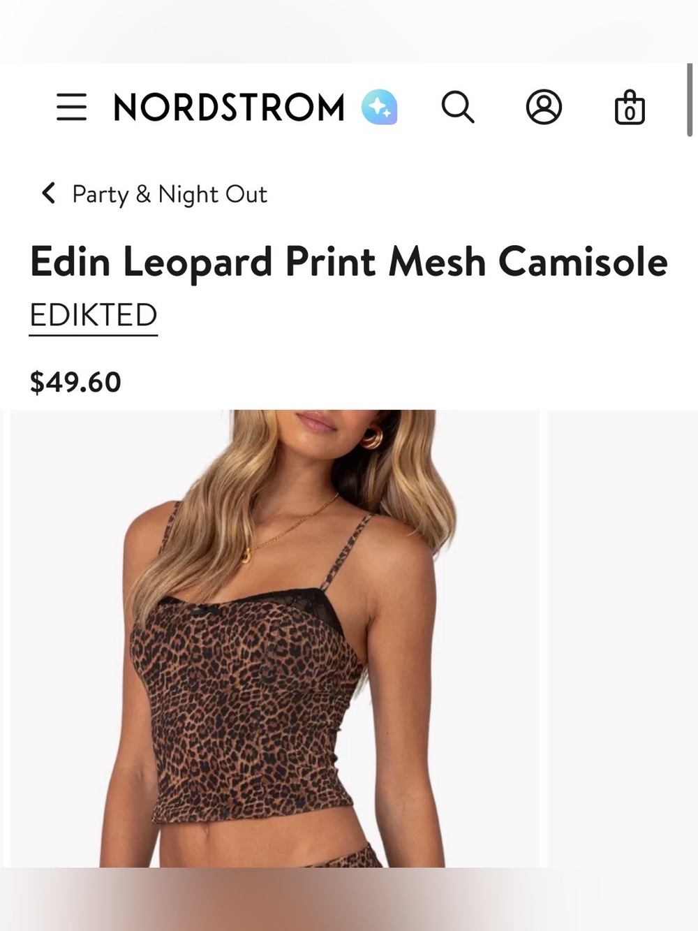 Edikted Edin Leopard Print Mesh Camisole